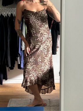 Jessica Brown and Cream Botanical Slip Dress